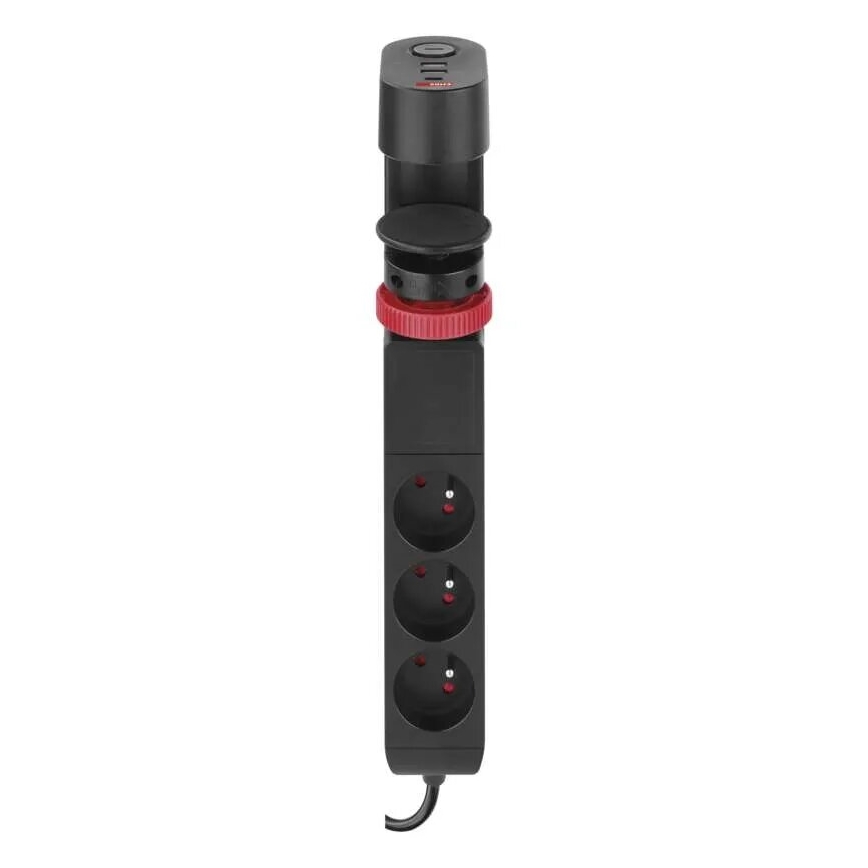 Förlängningskabel med attachment to bord 3Z + 3xUSB 1,5m svart