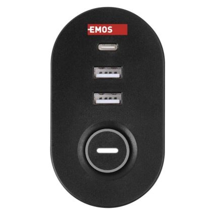 Förlängningskabel med attachment to bord 3Z + 3xUSB 1,5m svart