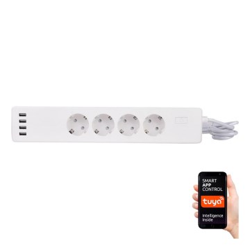 Förlängningskabel med strömbrytare 1,8 m + 4xUSB/Wi-Fi Tuya SCHUKO