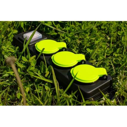 Förlängningskabel med strömbrytare, 3 uttag, 3 m, IP44