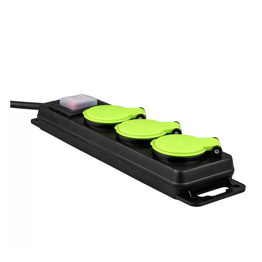 Förlängningskabel med strömbrytare, 3 uttag, 3 m, IP44