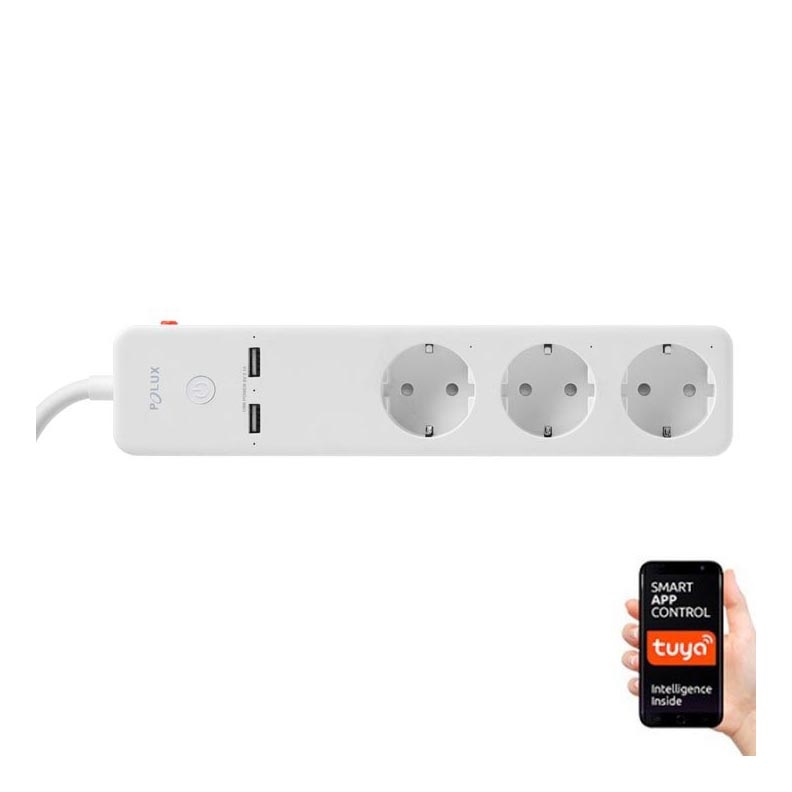Förlängningskabel SMART med strömbrytare 1,5m + 2xUSB/Wi-Fi Tuya SCHUKO