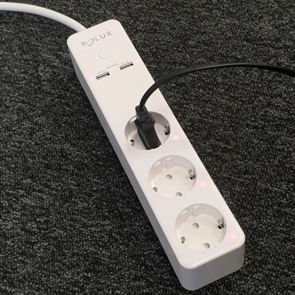 Förlängningskabel SMART med strömbrytare 1,5m + 2xUSB/Wi-Fi Tuya SCHUKO