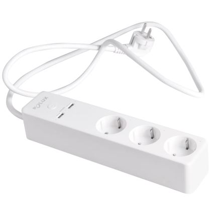 Förlängningskabel SMART med strömbrytare 1,5m + 2xUSB/Wi-Fi Tuya SCHUKO