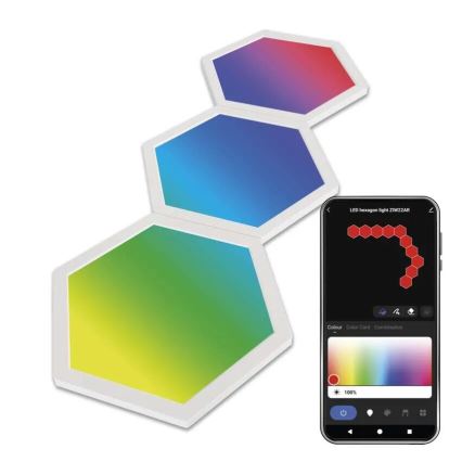 KIT 3x LED RGBIC+CCT Ljusreglerad panel - förlängning 3xLED/1,8W/230V Wi-Fi Tuya