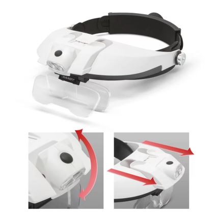 Förstoringsglas för panna med LED-belysning 3xAAA + uppsättning linser
