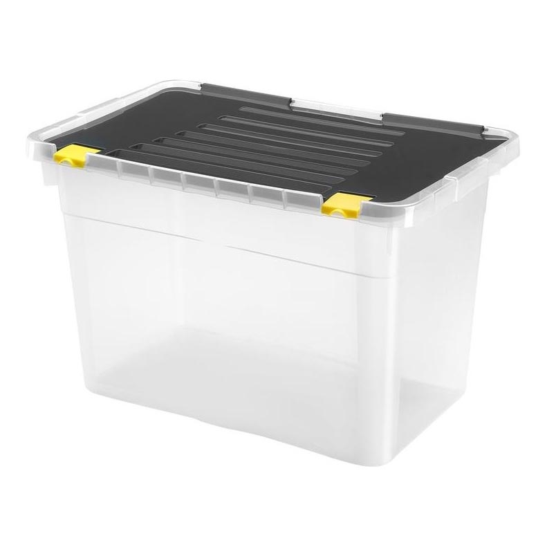 Förvaringsbox 54 l svart/genomskinlig