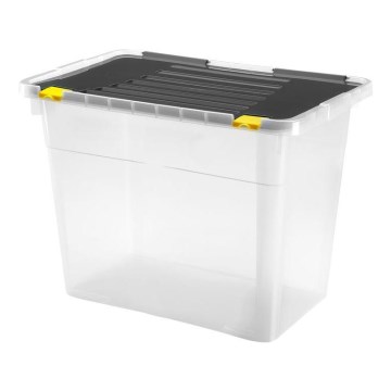 Förvaringslåda 100 l svart/genomskinlig
