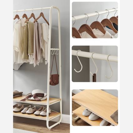 Fristående klädhängare LINEA vit/brun