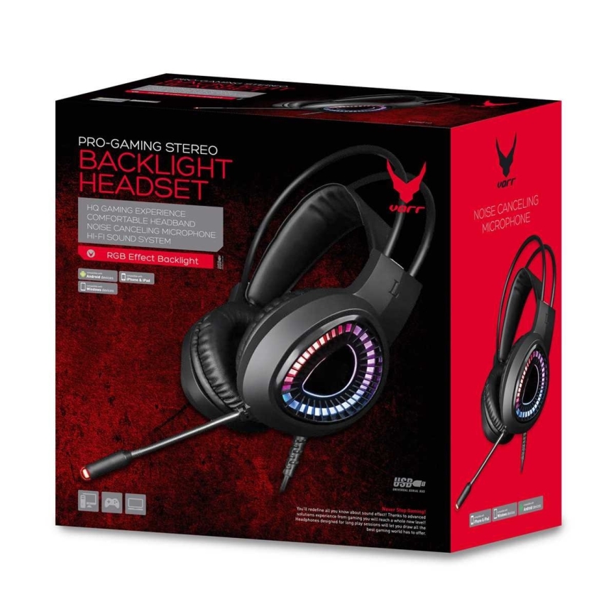 Gaming LED RGB hörlurar VARR med mikrofon 7.1