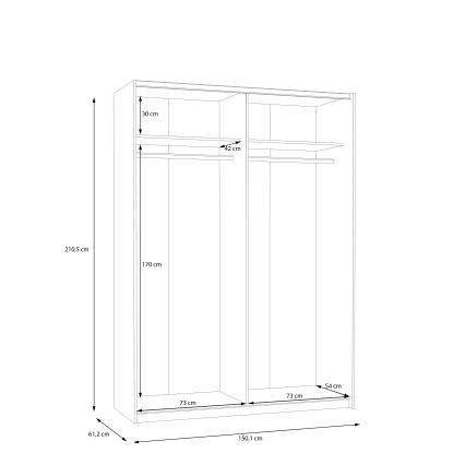 Garderob KARO 150x210 cm vit