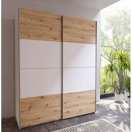 Garderob KARO 170x210 cm vit/artisan-ek