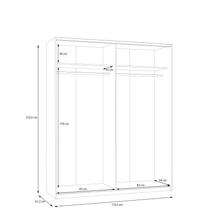 Garderob KARO 170x210 cm vit