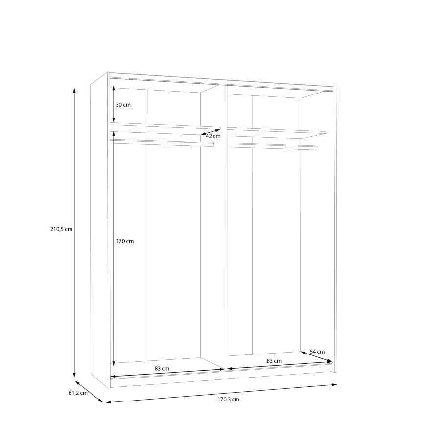 Garderob KARO 170x210 cm vit