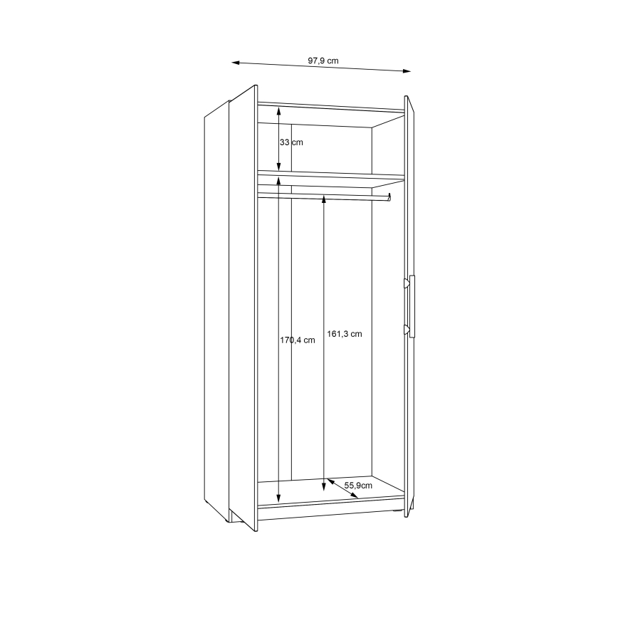 Garderob MARO 100x213 cm, Artisan-ek
