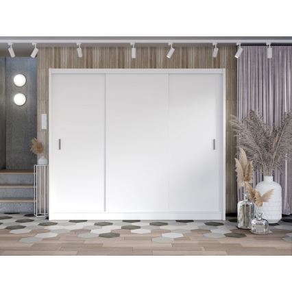 Garderob med skjutdörrar SAPHIRA 250x215 cm vit