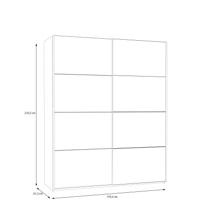Garderob med spegel KARO 170x210 cm, vit