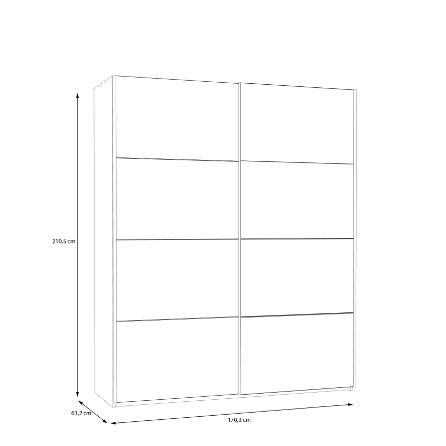 Garderob med spegel KARO 170x210 cm, vit