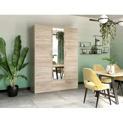 Garderob med spegel SANNA 150x215 cm ek sonoma