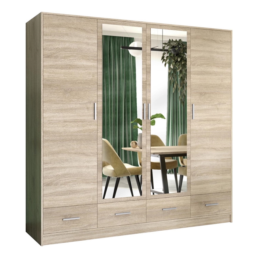 Garderob med spegel SANNA 200x215 cm ek sonoma