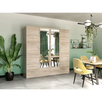 Garderob med spegel SANNA 200x215 cm ek sonoma