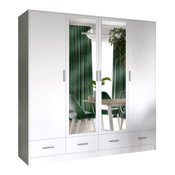 Garderob med spegel SANNA 200x215 cm vit