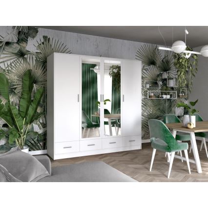 Garderob med spegel SANNA 200x215 cm vit