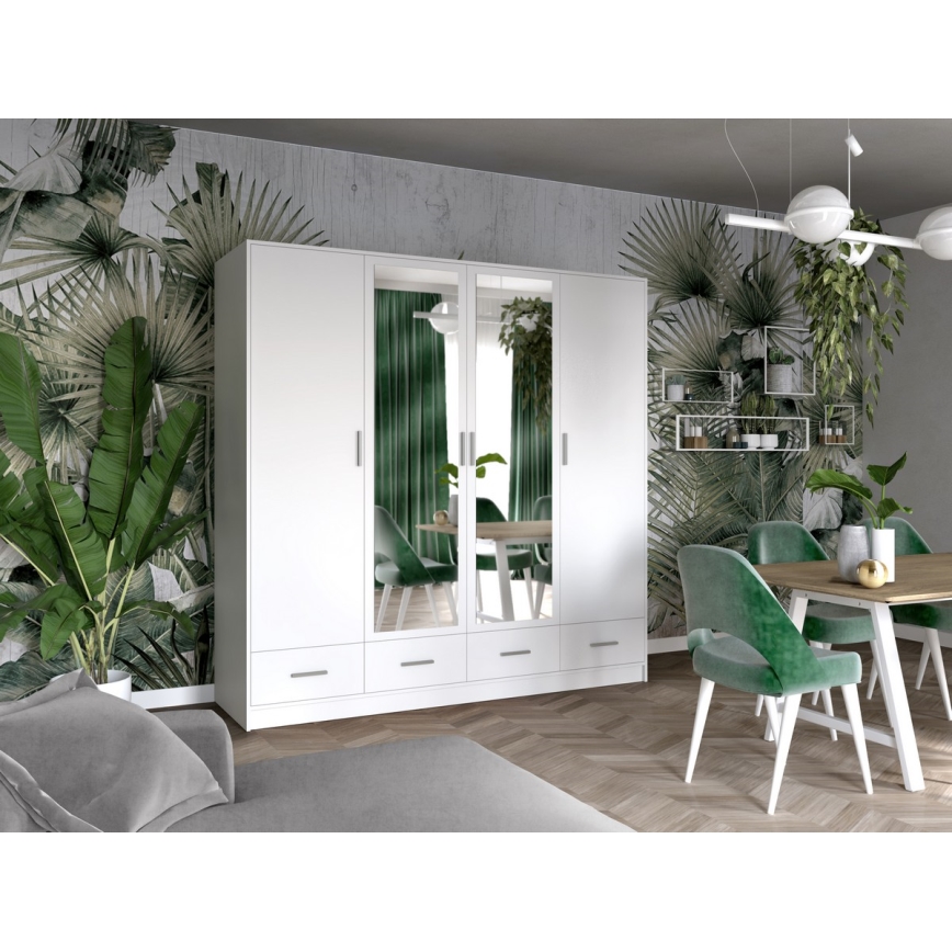 Garderob med spegel SANNA 200x215 cm vit