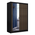 Garderob med spegel SANTINO 150x215 cm svart/craft-ek