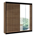 Garderob med spegel SANTINO 203x215 cm ek craft/svart