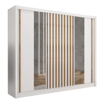 Garderob med spegel SANTINO 250x215 cm vit/ek craft