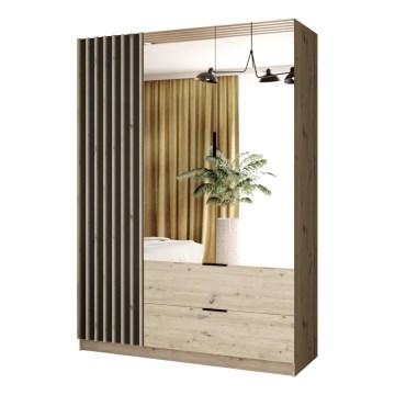 Garderob med spegel VISTA 150x215 cm ek artisan/grafit