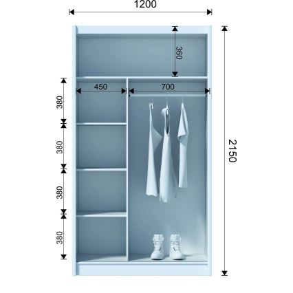 Garderob SABRINA 120x215 cm ek sonoma
