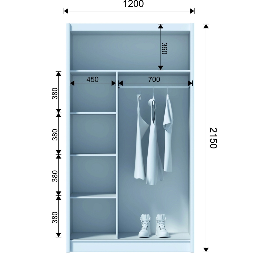 Garderob SABRINA 120x215 cm vit