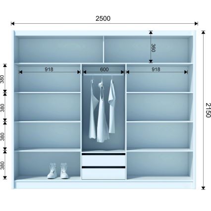 Garderob SABRINA 250x215 cm vit