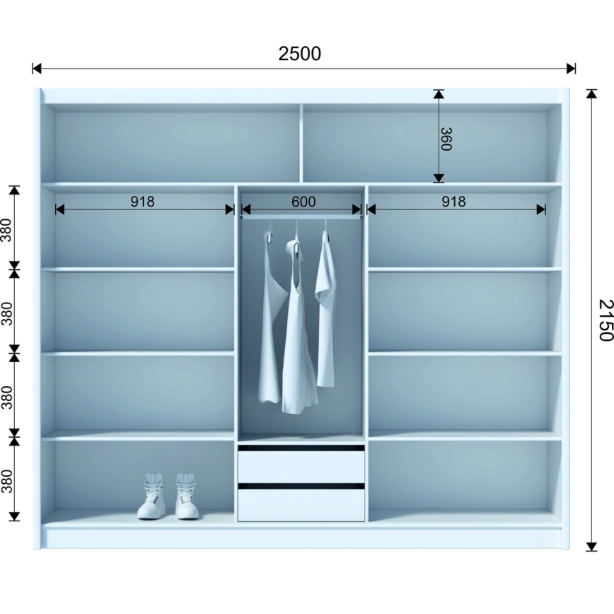 Garderob SABRINA 250x215 cm vit