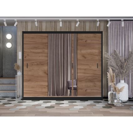 Garderobsskåp med spegel SABRINA 250x215 cm ek craft