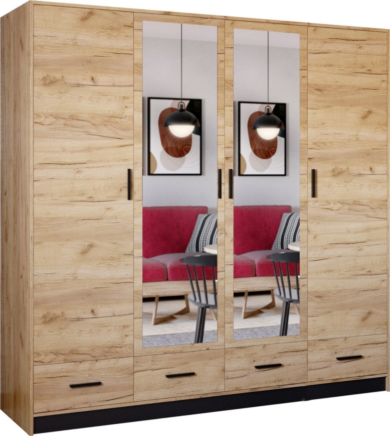 Garderobsskåp med spegel SANNA 200x215 cm ek craft