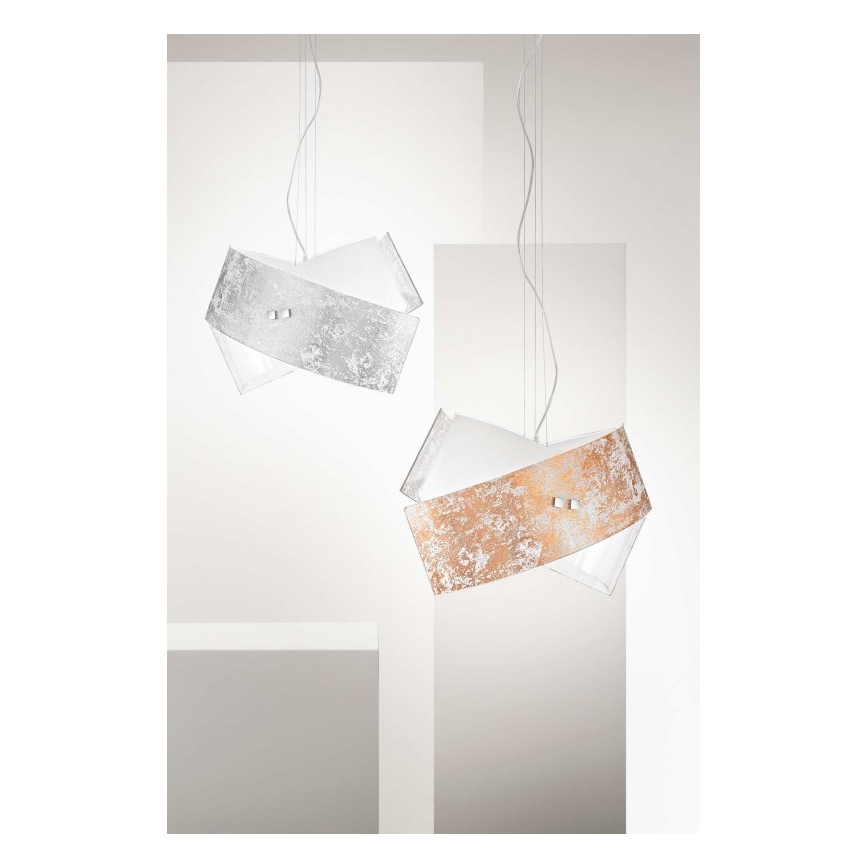 Gea Luce CAMILLA S G arg - Ljuskrona med textilsladd CAMILLA 2xE27/70W/230V silver