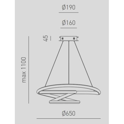 Gea Luce DIVA S G TITANIO - LED ljusreglerad ljuskrona på textilsladd DIVA LED/44W/230V grå