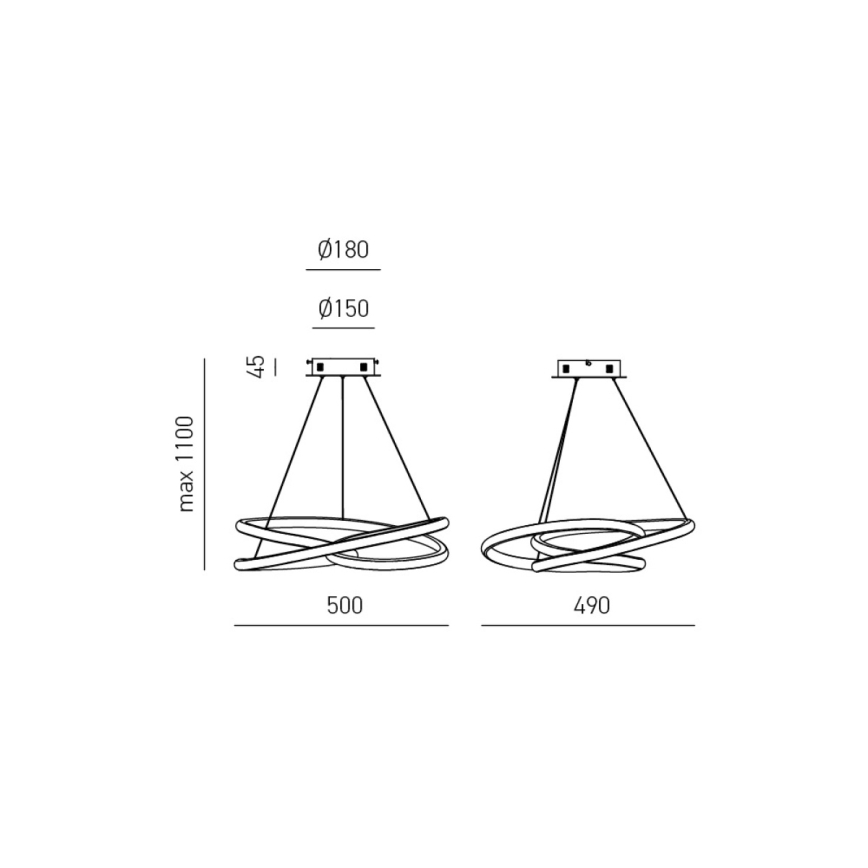 Gea Luce DIVA S P BIANCO - LED ljusreglerad ljuskrona på textilsladd DIVA LED/43W/230V vit