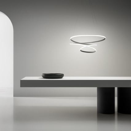 Gea Luce DIVA S P TITANIO - LED ljusreglerad ljuskrona på textilsladd DIVA LED/43W/230V antracit