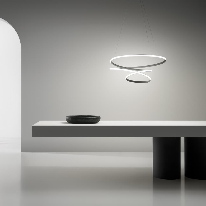 Gea Luce DIVA S P TITANIO - LED ljusreglerad ljuskrona på textilsladd DIVA LED/43W/230V antracit