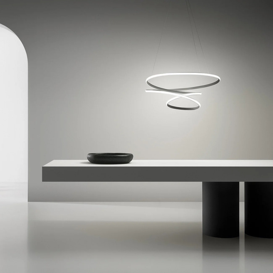 Gea Luce DIVA S/S TITANIO -  LED ljusreglerad ljuskrona på textilsladd DIVA LED/80W/230V grå