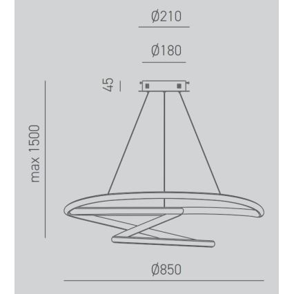 Gea Luce DIVA S/S TITANIO -  LED ljusreglerad ljuskrona på textilsladd DIVA LED/80W/230V grå