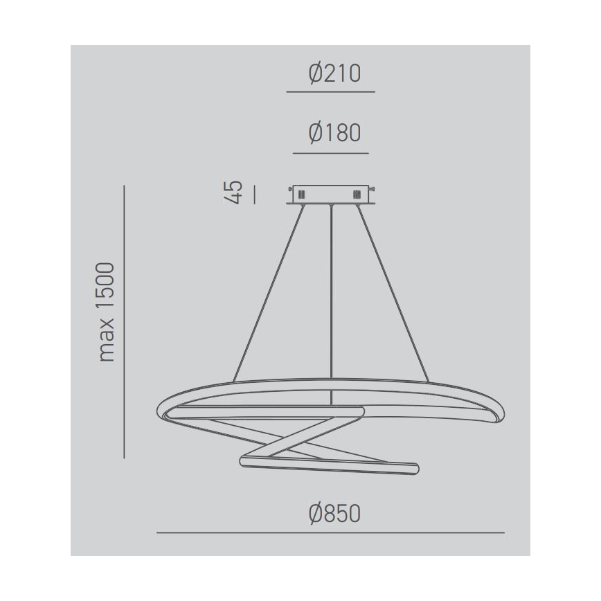 Gea Luce DIVA S/S TITANIO -  LED ljusreglerad ljuskrona på textilsladd DIVA LED/80W/230V grå