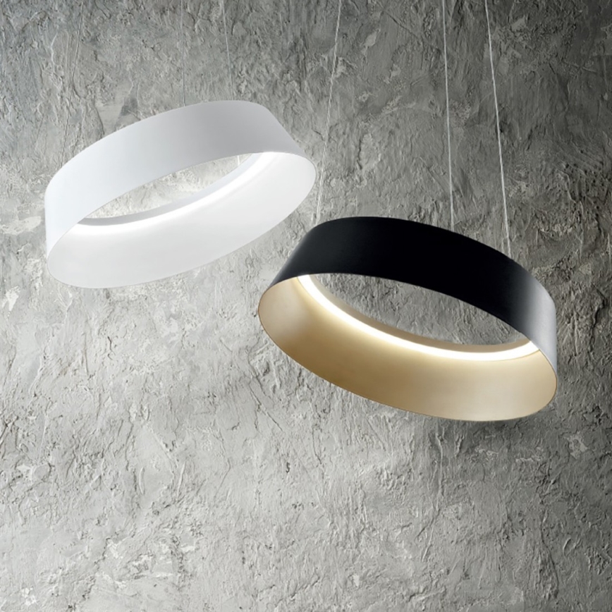 Gea Luce JULIETTE S N - LED ljusreglerad ljuskrona på textilsladd JULIETTE LED/50W/230V svart/guld