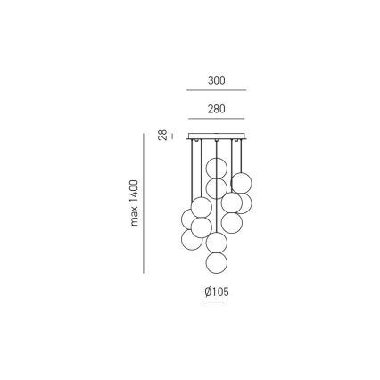 Gea Luce SFERA S6 G - Ljuskrona med textilsladd SFERA 6xG9/28W/230V