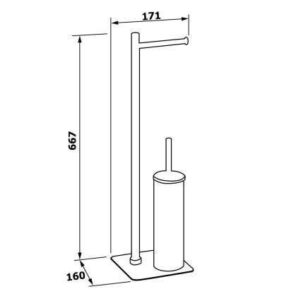 Gedy - Fristående WC-borste med hållare för toalettrulle FLORI, blank krom