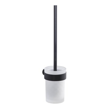 Gedy - Toaletborste med vägghängare PIRENEI matt svart/glas satin